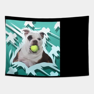 Cute The Dog With Ball- vector art the dog Tapestry