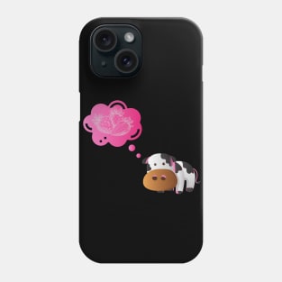 Strawberry Cow Thinking, Cute , Cartoon Phone Case