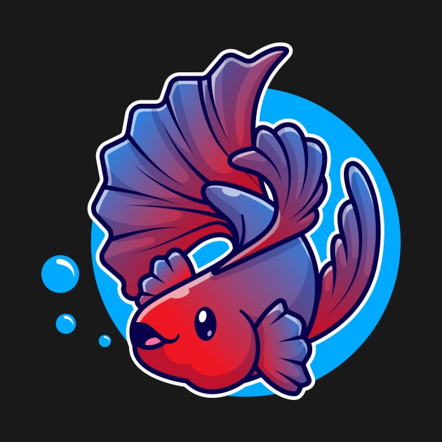 Cute Betta Fish Swimming Cartoon by Catalyst Labs