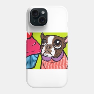 Brown Boston Terrier Cupcake Phone Case