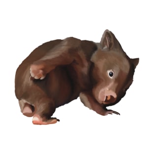 Baby Wombat illustration, joey wombat art, realistic australian wombat artwork. Australian theme decor T-Shirt