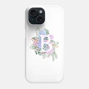 botanical monogram alphabet B hydrangea flowers Phone Case