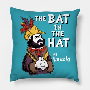 The Bat in the Hat Laszlo - Gothic Funny Cartoon Vampire Pillow