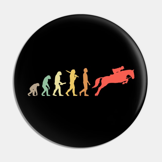 Retro Horse Riding Evolution Gift For Riders Pin by OceanRadar