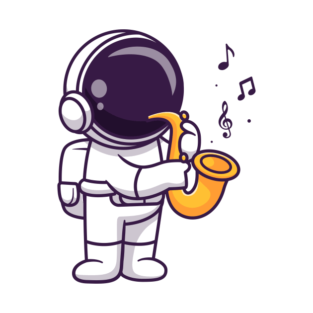 Cute Astronaut Playing Saxophone Music Cartoon by Catalyst Labs