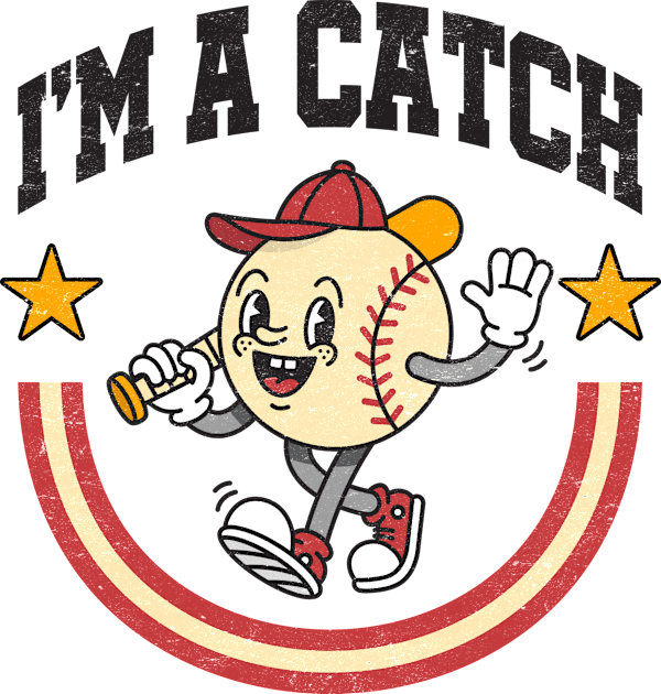 I'm A Catch: Funny Vintage Cartoon Baseball Kids T-Shirt by TwistedCharm