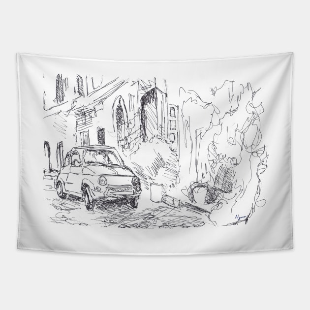 Italian vintage car Tapestry by NYWA-ART-PROJECT