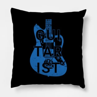 Guitarist Electric Guitar Body Blue Color Pillow