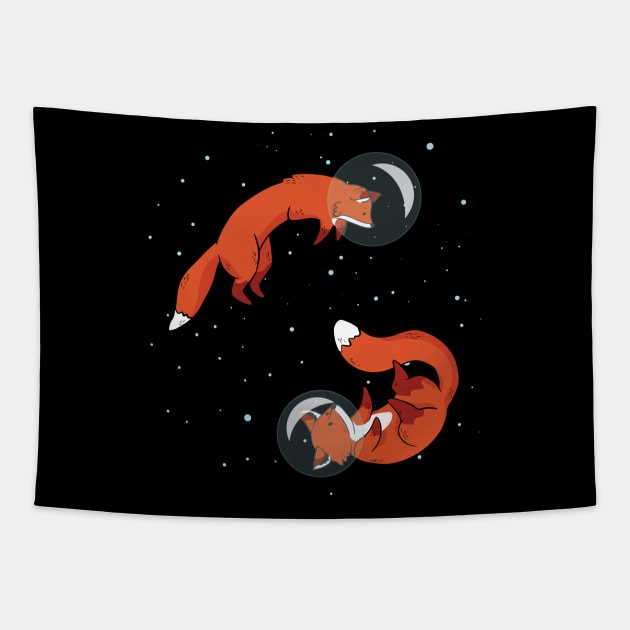 Foxes In Space Little Fox Astronaut Tapestry by origato