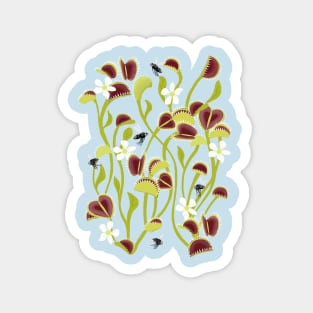 Venus flytraps with flies and flowers Magnet