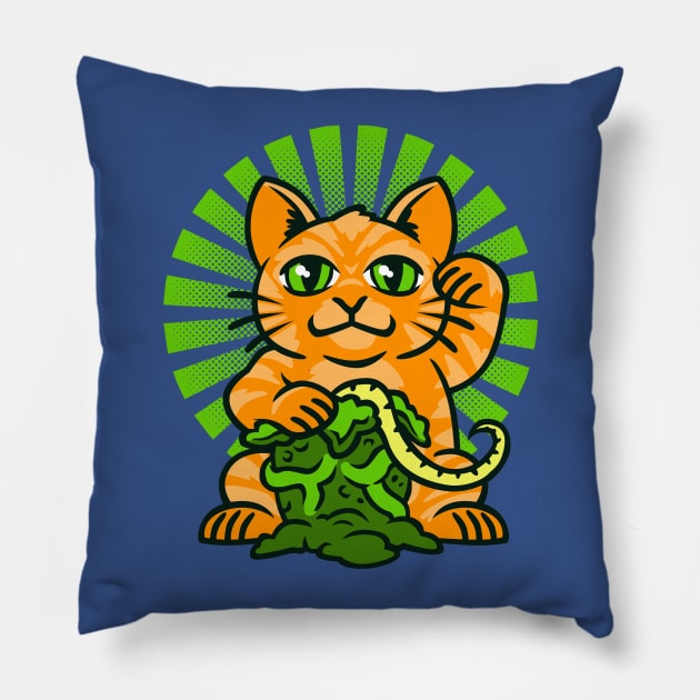 Jonesy the Lucky Cat Pillow by blairjcampbell