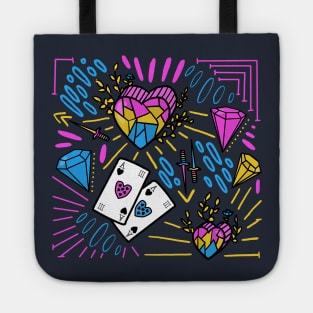 Pink + Yellow + Blue Diamond Heart Tote