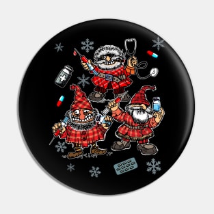 Funny Christmas Crazy Angry Gnomes with pills Pin