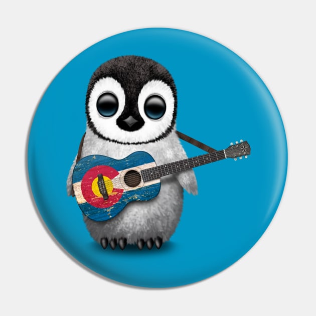 Baby Penguin Playing Colorado Flag Guitar Pin by jeffbartels