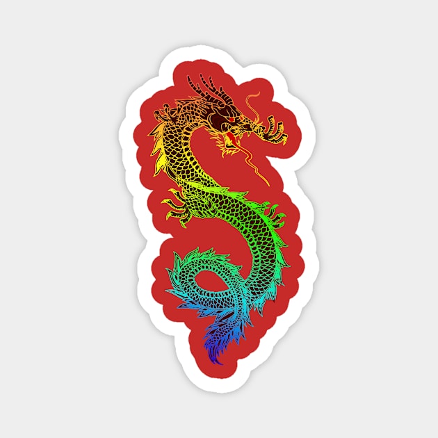 Amphiptere in Neon Fire Mythical Wyvern Dragon Creature Magnet by Gregorous Design