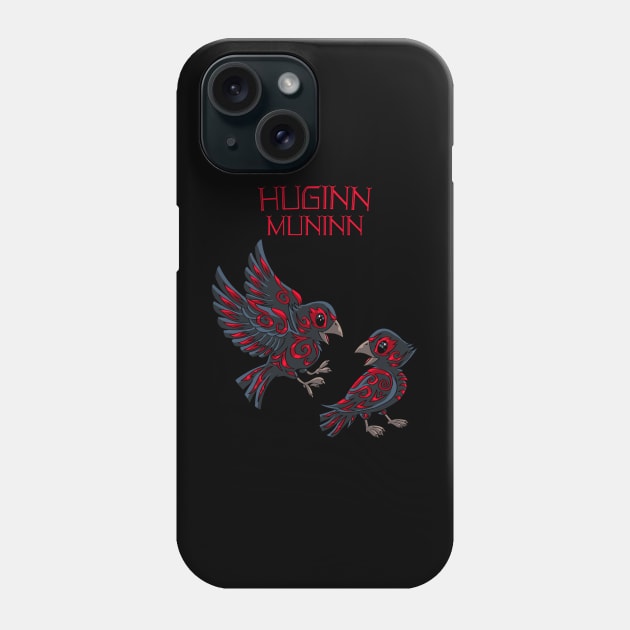 Thought and Memory: Huginn and Muninn in Flight Phone Case by Holymayo Tee