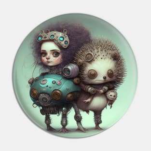 [AI Art] Cute Robot Girl with Hedgehog Pin