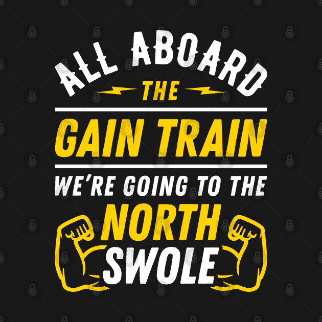 All Aboard The Gain Train We're Going To The North Swole Biceps Flex (Funny Christmas Gym Pun) by brogressproject