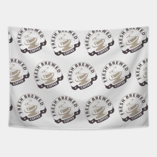 Freshly brewed coffee on pattern white background Tapestry