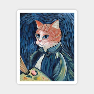 Van Gogh Cat Portrait Magnet