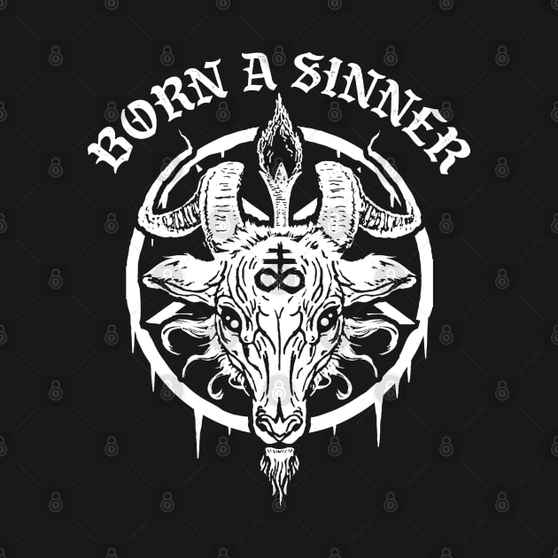 Born A Sinner Baphomet by Tshirt Samurai