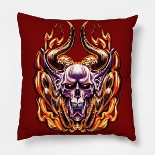 Flaming Demon Skull Pillow