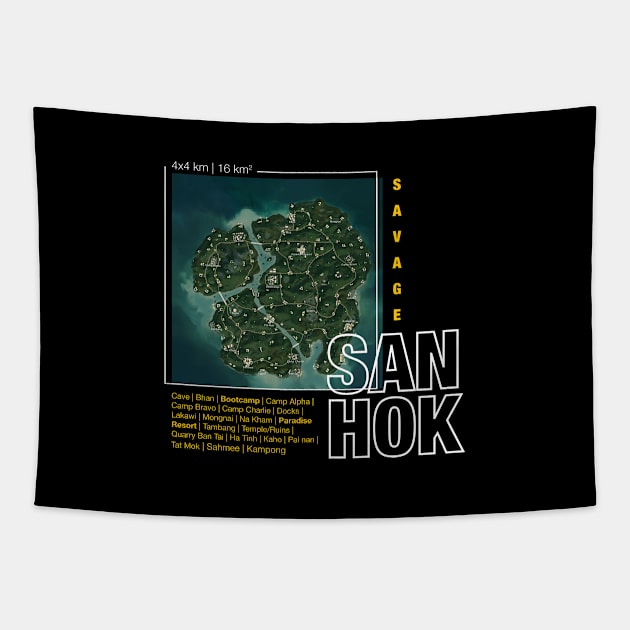 Sanhok Map Tapestry by happymonday