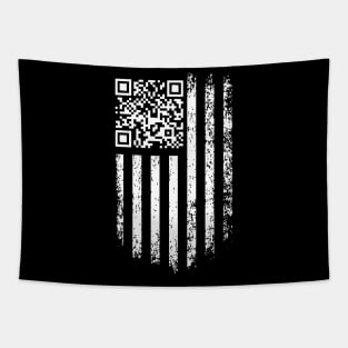 Trump Dance QR with America Flag Tapestry