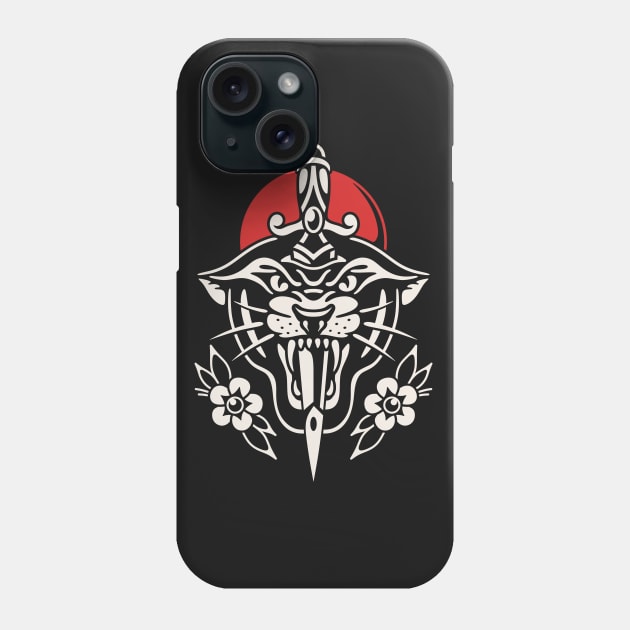 Old school panther dagger tattoo Phone Case by Inkshit13