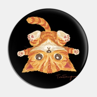 Tabby cat upside-down Pin