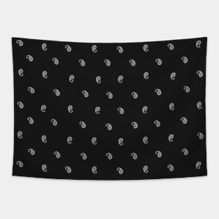 Small Paisley Bandana Style - Black and White Tapestry