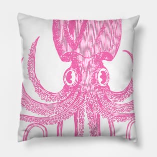 Cute Octopus Drawing in Bright Pink Pillow