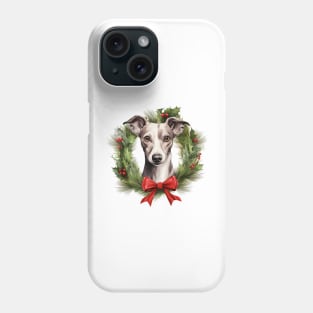 Christmas Whippet Dog Wreath Phone Case