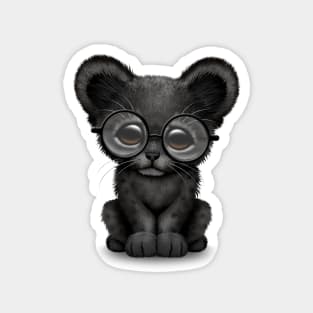 Cute Baby Black Panther Cub Wearing Glasses Magnet