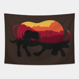 Ox on sunset lawn Tapestry