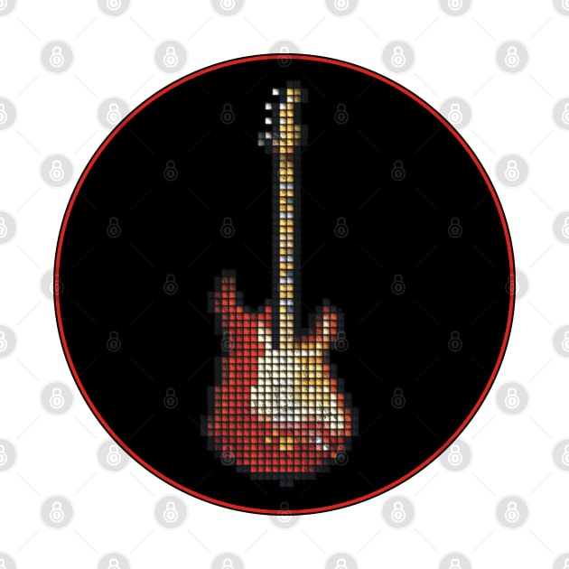 Tiled Pixel 1965 Lenny Guitar in a Black Circle by gkillerb