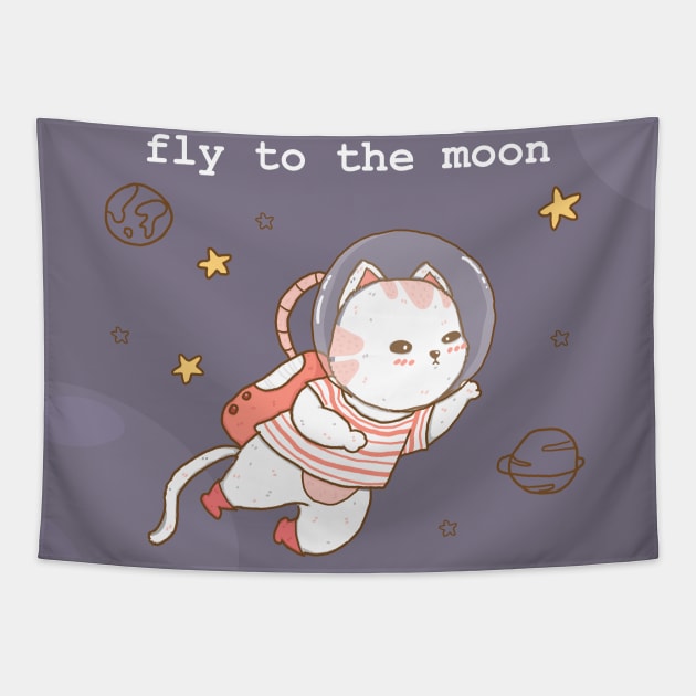 astronaut cat in space Tapestry by Janatshie