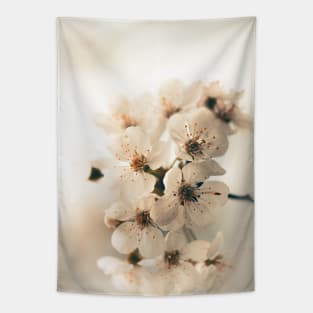 White Cherry Blossom Tapestry