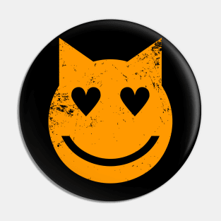 Heart Shaped Eyes Grunge Cat Emoji Pin