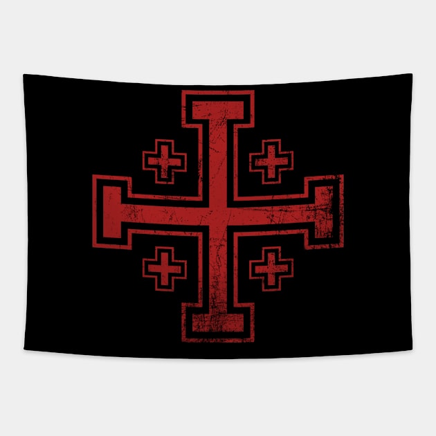 Crusader Cross Of Jerusalem | Knights Templar Tapestry by Wizardmode