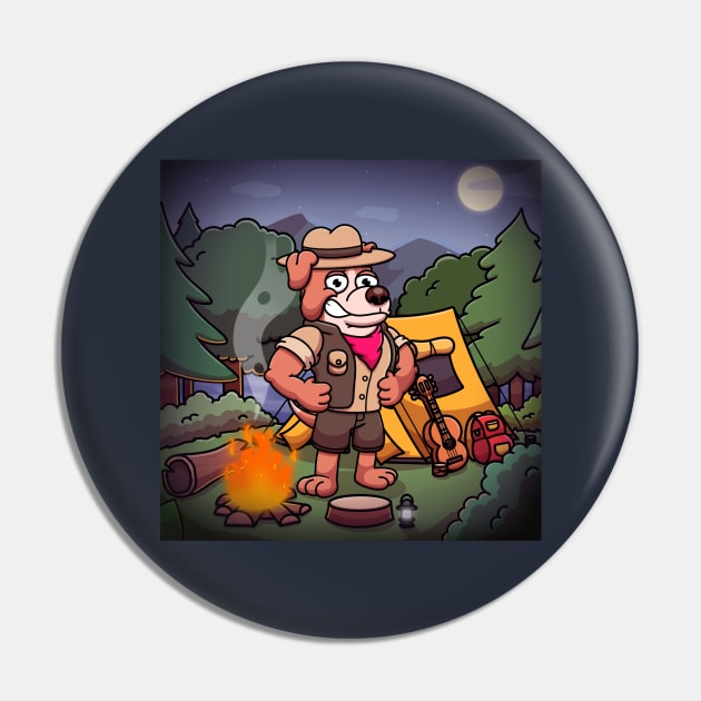 Cartoon Boxer Dog Ranger On Mysterious Campsite Pin by TheMaskedTooner