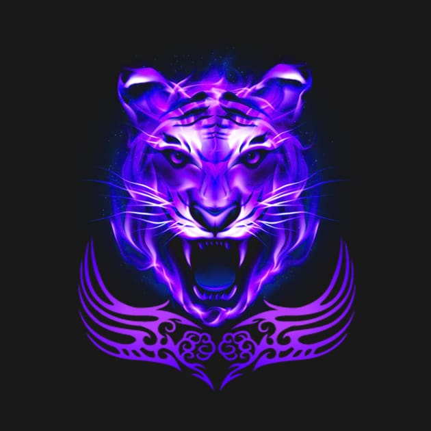 Purple Blue Fire Tiger Cat by Atteestude