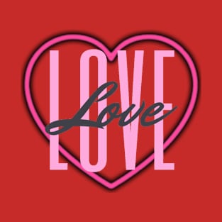 Pink Love Heart Design T-Shirt