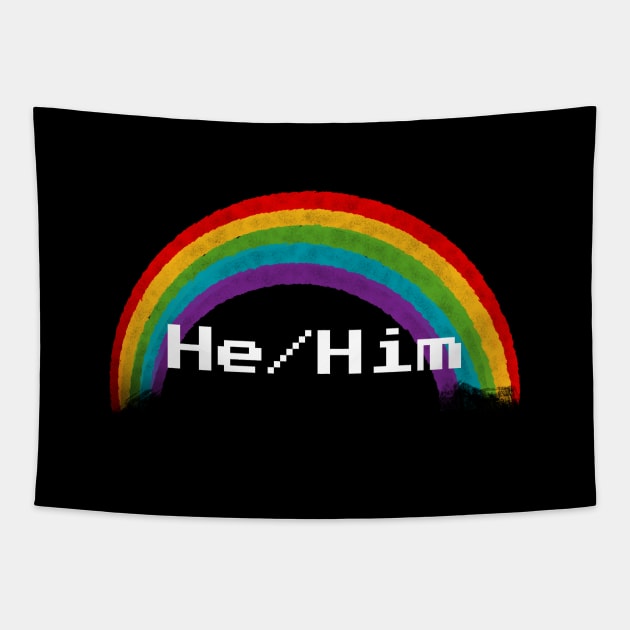 Rainbow Pronouns - He/Him Tapestry by FindChaos