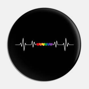 LGBTQ+ Heartbeat Pride - Love Pulse Graphic Pin