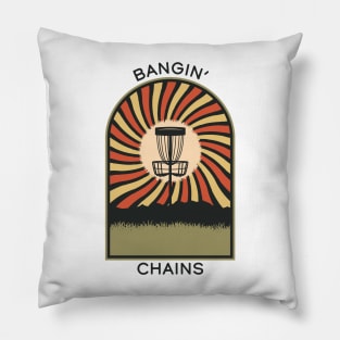 Bangin' Chains Disc Golf Vintage Retro Arch Mountains Pillow