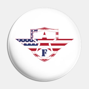 Letter F American Flag Monogram Initial Pin