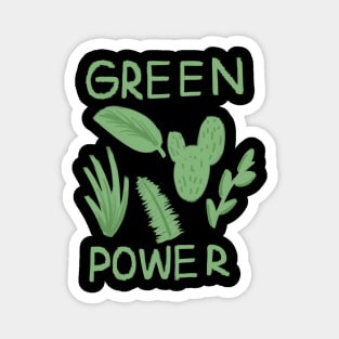 Green Power Cute Plant T-shirt Design Magnet