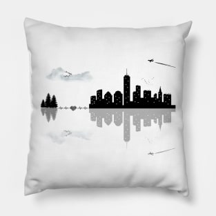 Mirror City and Nature Pillow