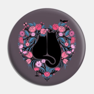 I Heart Cats and Flowers Pin